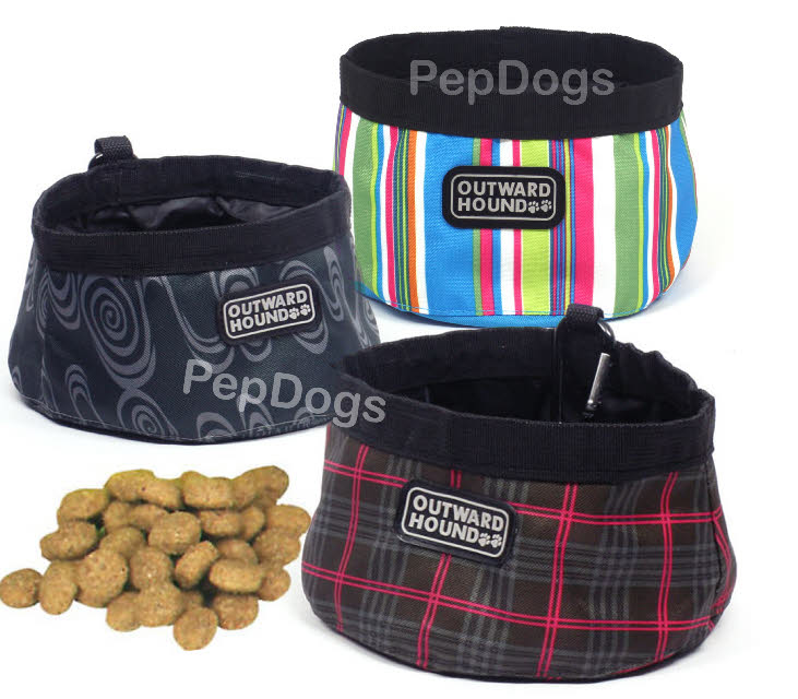   Outward Hound FASHION Pet Portable COLLAPSIBLE Camping TRAVEL BOWL